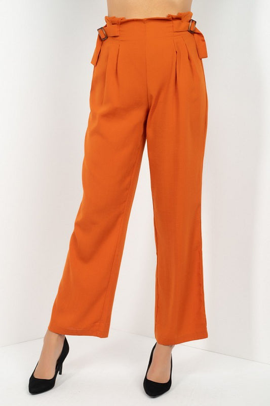 High Waist Paperbag Wide Pants