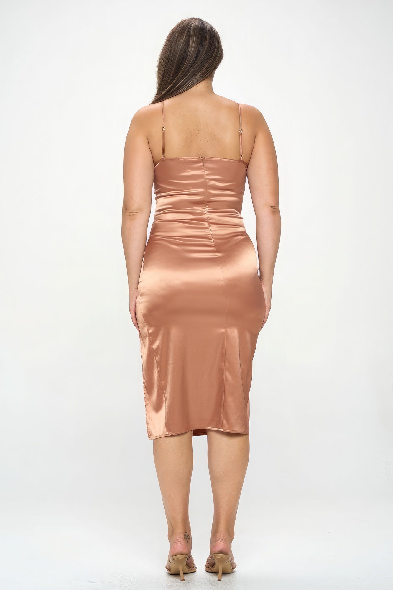 Satin Knot Bodycon Midi Dress