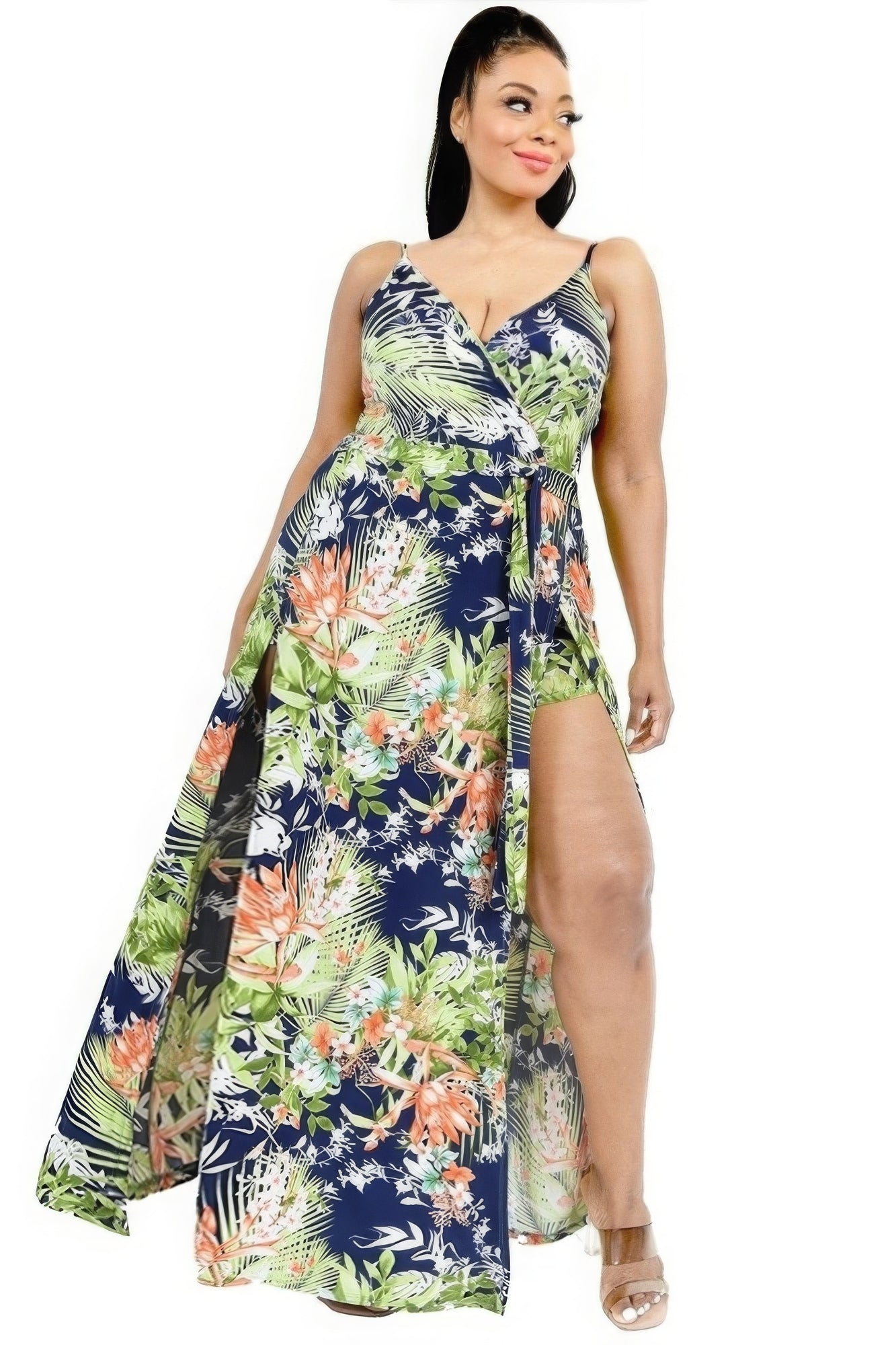 Tropical Leaf Maxi Dress