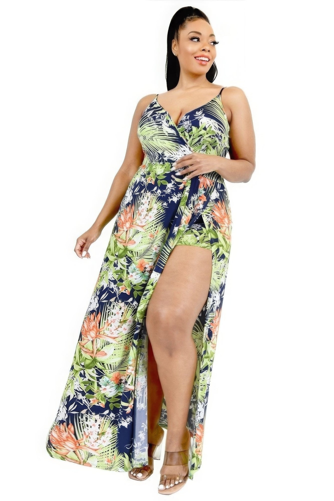 Tropical Leaf Maxi Dress