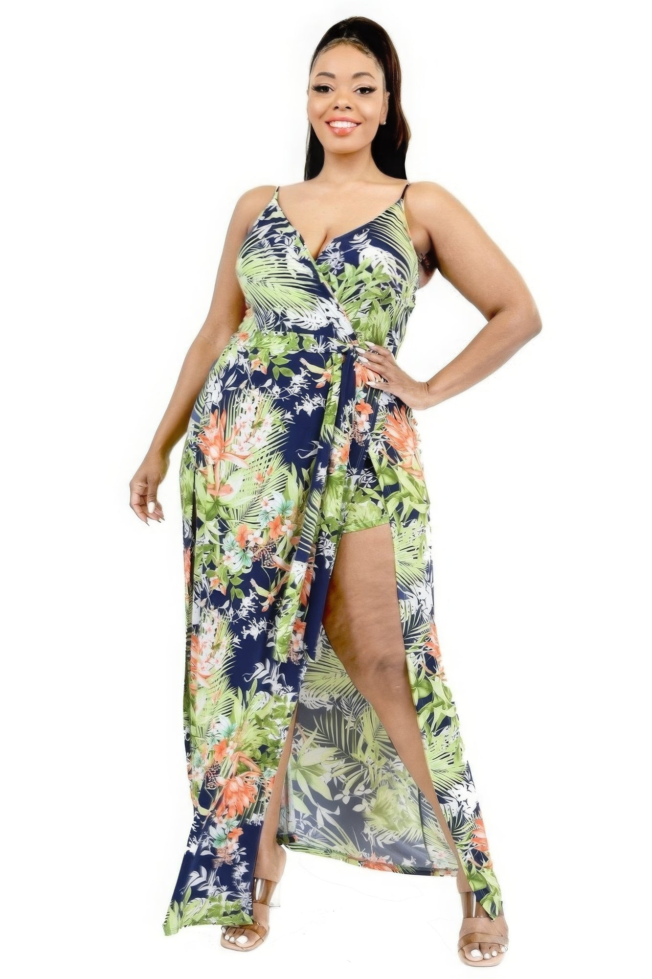 Tropical Leaf Maxi Dress