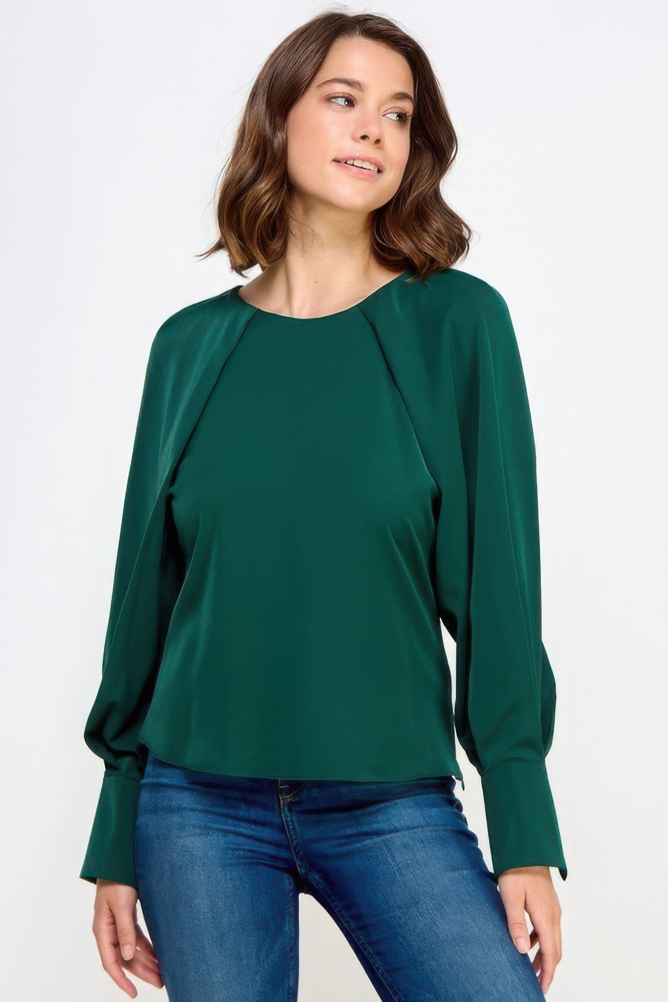 Raglan Long Sleeve Top With Back Neck Tie